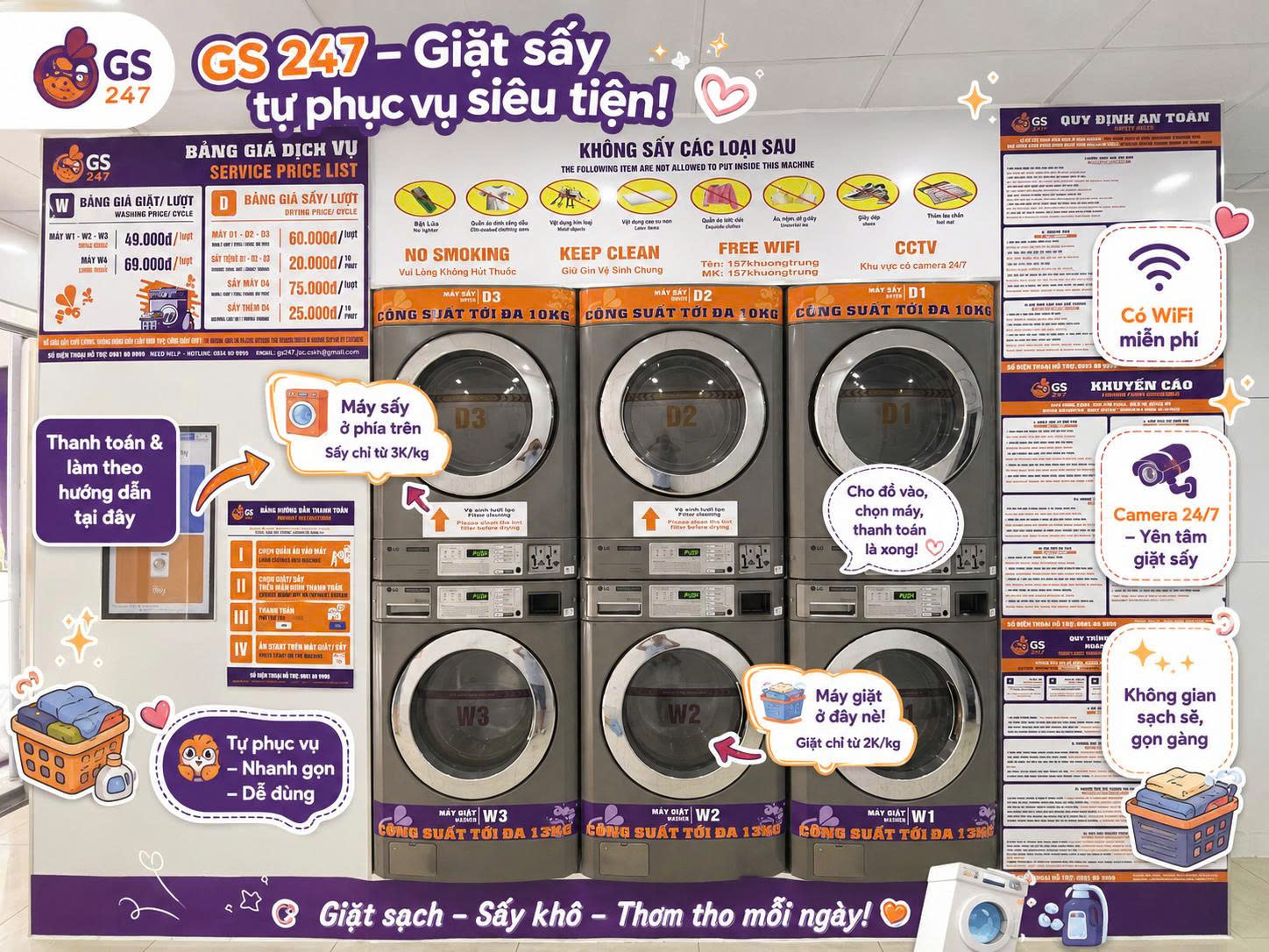 thi công giặt sấy tự động