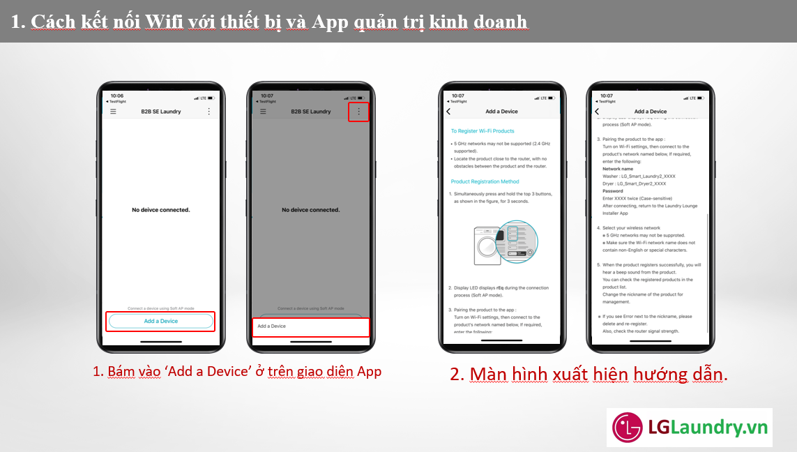 App quản trị giặt sấy tự động LG